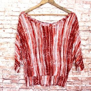 Mudd | Orange/Rust Distressed Print Batwing Blouse